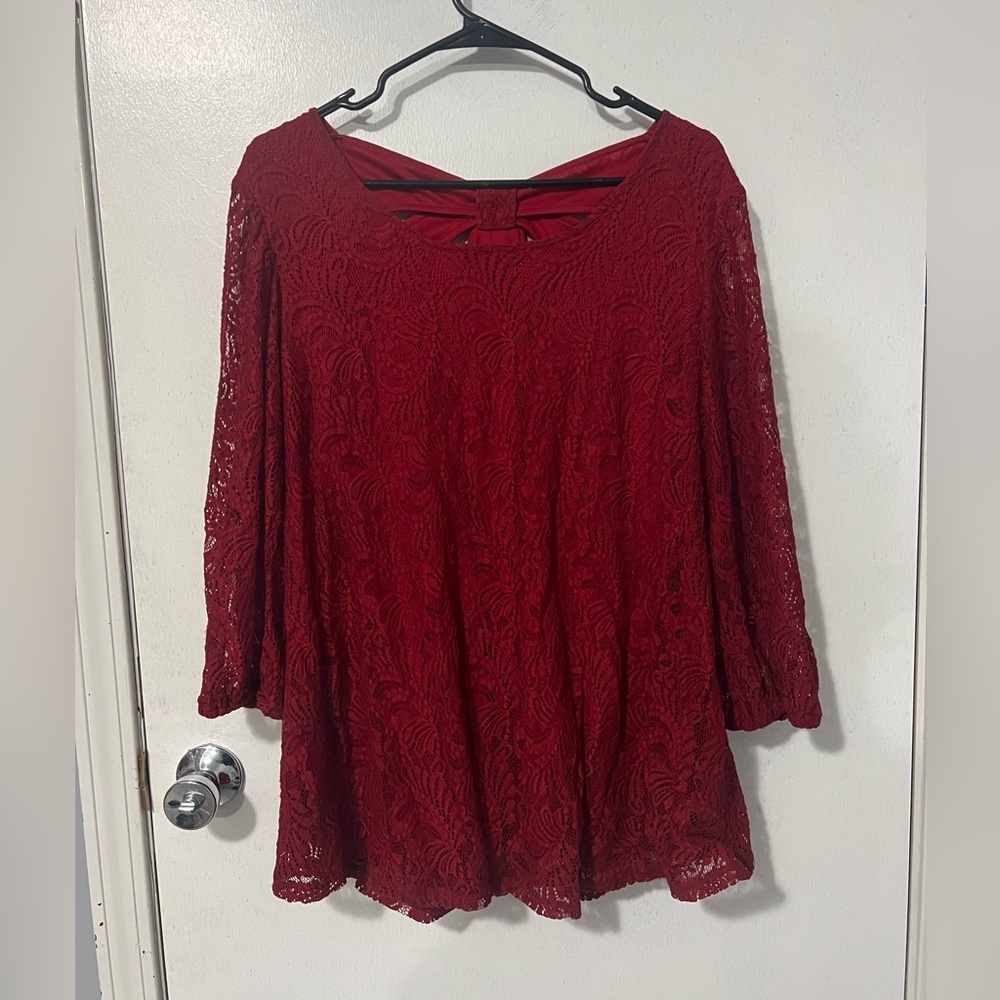 Elegant Red Lace Blouse